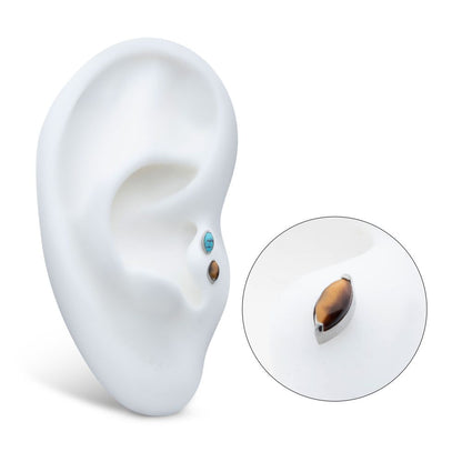 Titanium Internally Threaded with 2-Prong Marquise Stone Top