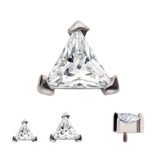 Titanium Internally Threaded with 3-Prong Set Triangular CZ Top