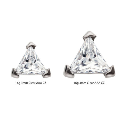 Titanium Internally Threaded with 3-Prong Set Triangular CZ Top