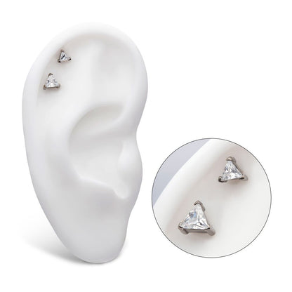 Titanium Internally Threaded with 3-Prong Set Triangular CZ Top