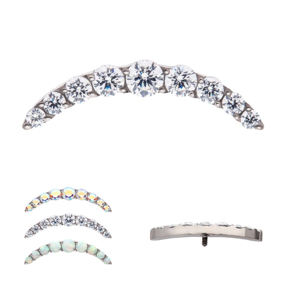 Titanium Internally Threaded Prong Set Round CZ/Opal 9-Cluster Top