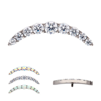 Titanium Internally Threaded Prong Set Round CZ/Opal 9-Cluster Top