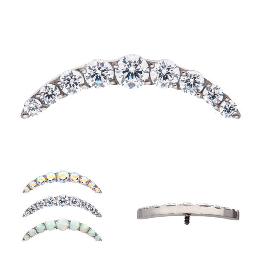 Titanium Internally Threaded Prong Set Round CZ/Opal 9-Cluster Top