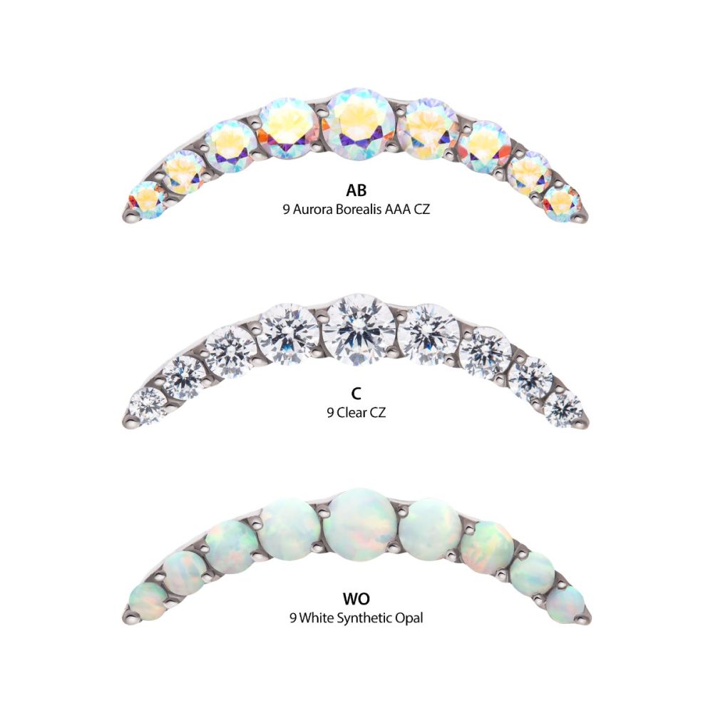 Titanium Internally Threaded Prong Set Round CZ/Opal 9-Cluster Top