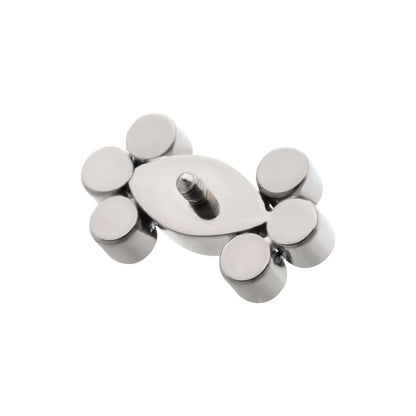 Titanium Internally Threaded with Clustered Bezel Set Marquise & Round CZ Top