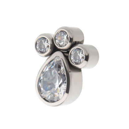 Titanium Internally Threaded with Clustered Bezel Set Teardrop & Round CZ Top