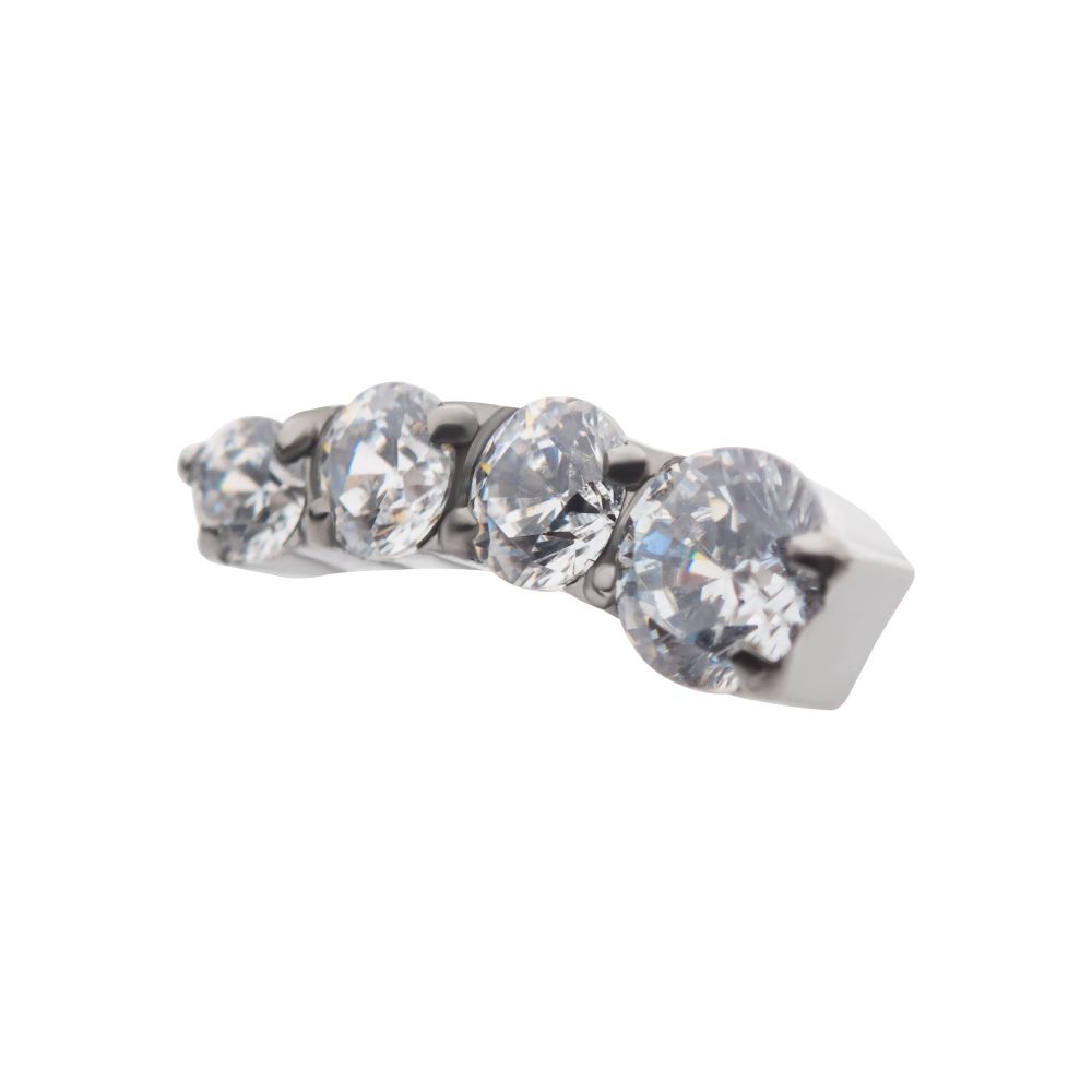 Titanium Internally Threaded with Prong Set CZ Staggered 4-Cluster Top (Right Ear)