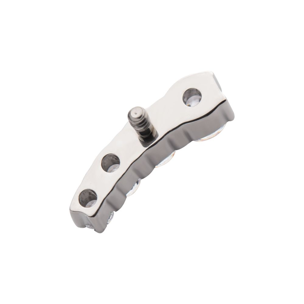 Titanium Internally Threaded with Prong Set CZ Staggered 4-Cluster Top (Left Ear)