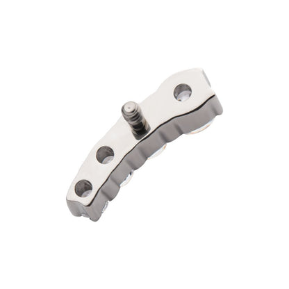 Titanium Internally Threaded with Prong Set CZ Staggered 4-Cluster Top (Left Ear)