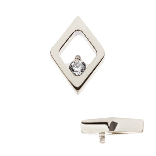 Titanium Internally Threaded Rhombus Shape with Clear CZ Top