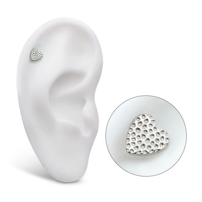 Titanium Internally Threaded Hammered Heart Top
