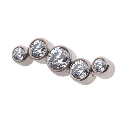 Titanium Internally Threaded Bezel Set CZ/Opal Oscillating 5-Cluster Top