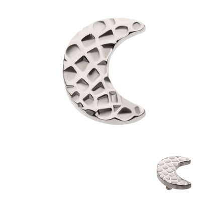 Titanium Internally Threaded Hammered Crescent Moon Top