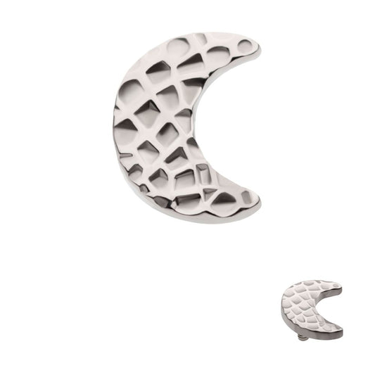 Titanium Internally Threaded Hammered Crescent Moon Top