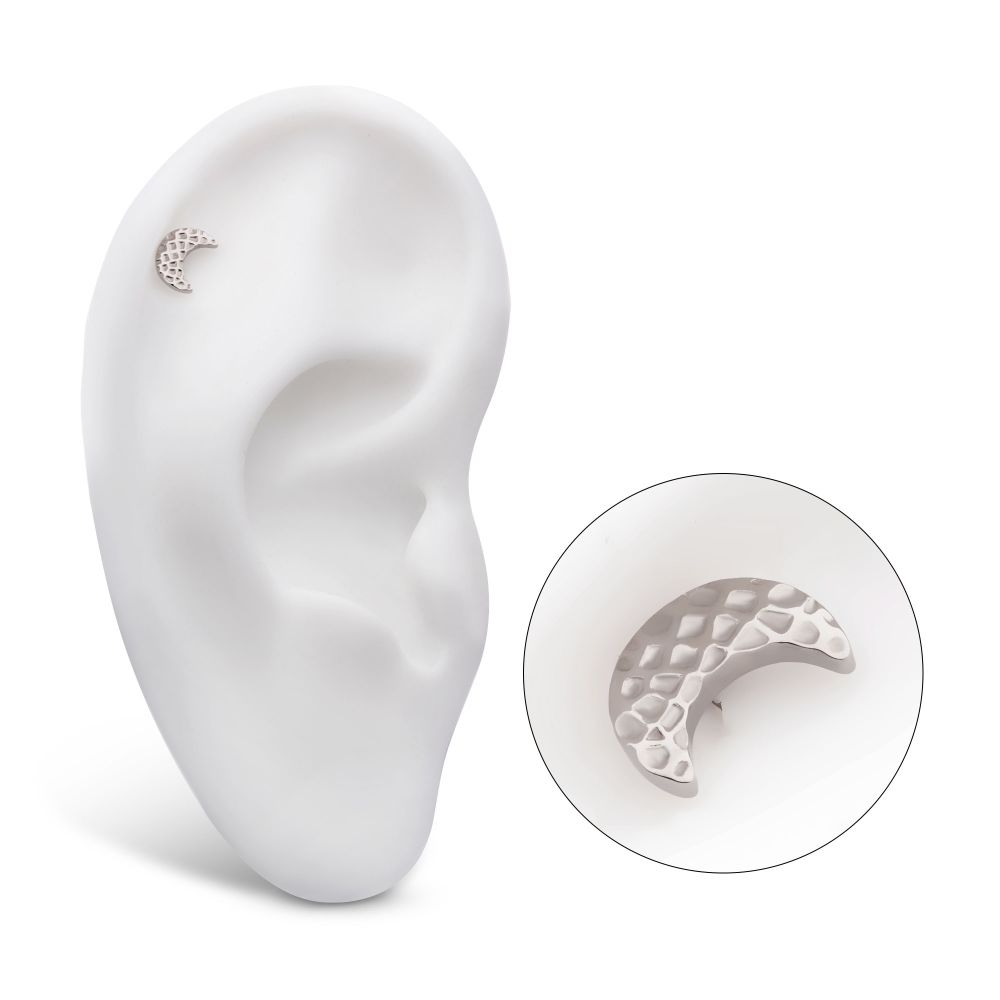 Titanium Internally Threaded Hammered Crescent Moon Top