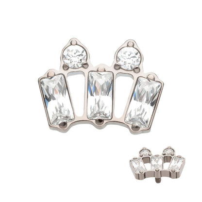 Titanium Internally Threaded with Alternating Baguette & Round CZ Cluster Top