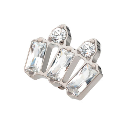 Titanium Internally Threaded with Alternating Baguette & Round CZ Cluster Top