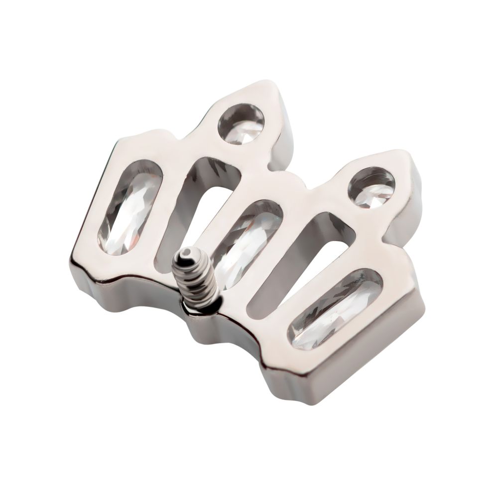 Titanium Internally Threaded with Alternating Baguette & Round CZ Cluster Top