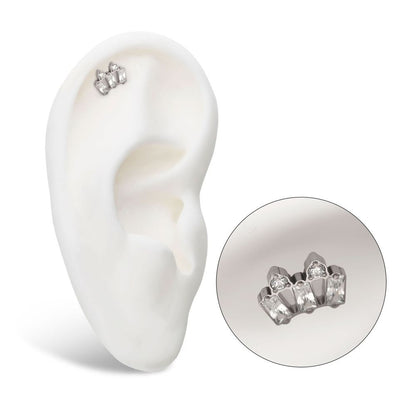 Titanium Internally Threaded with Alternating Baguette & Round CZ Cluster Top