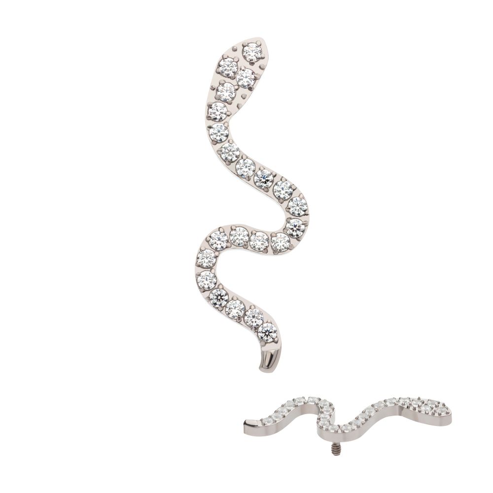 Titanium Internally Threaded with Pave Set CZ Snake Top