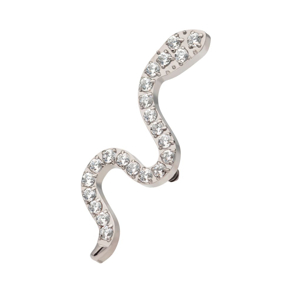 Titanium Internally Threaded with Pave Set CZ Snake Top