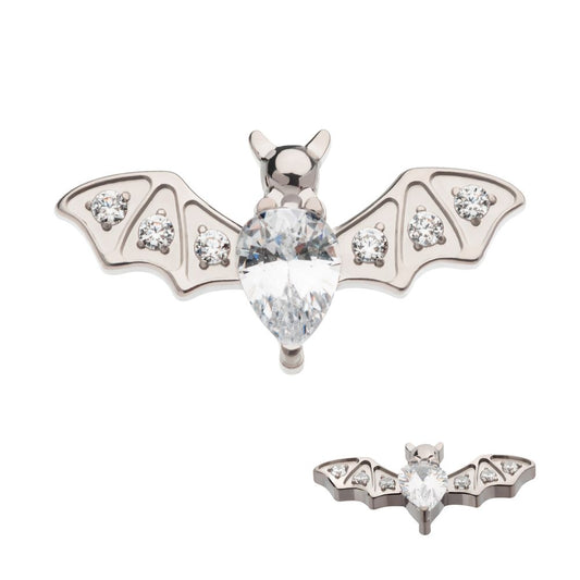 Titanium Internally Threaded with Round & Teardrop CZ Flying Bat Top