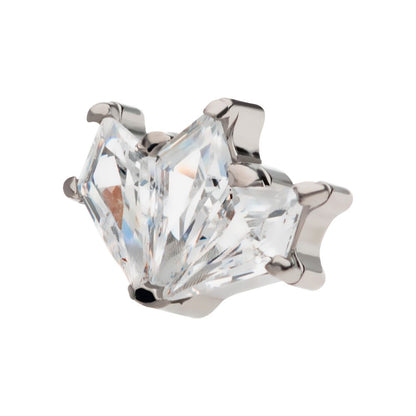 Titanium Internally Threaded Pronged Kite Shape CZ 3-Cluster Top