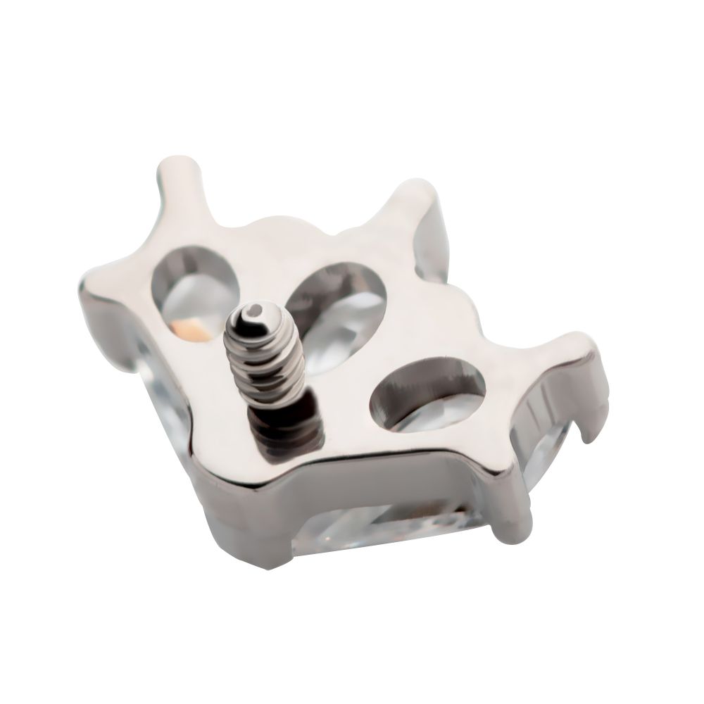 Titanium Internally Threaded Pronged Kite Shape CZ 3-Cluster Top
