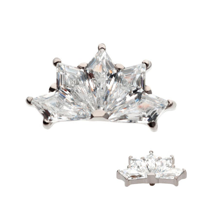 Titanium Internally Threaded with Prong Set Diamond Shape CZ Kite Shape Top