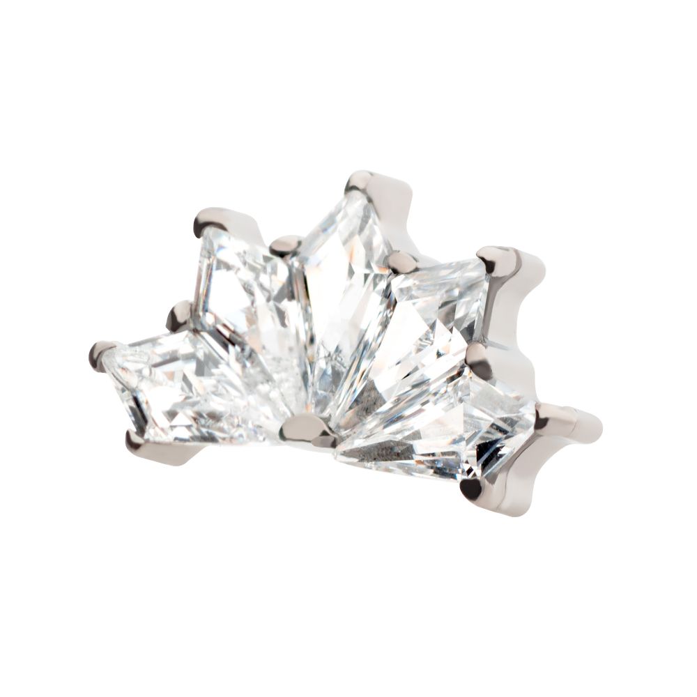 Titanium Internally Threaded with Prong Set Diamond Shape CZ Kite Shape Top