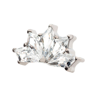 Titanium Internally Threaded with Prong Set Diamond Shape CZ Kite Shape Top