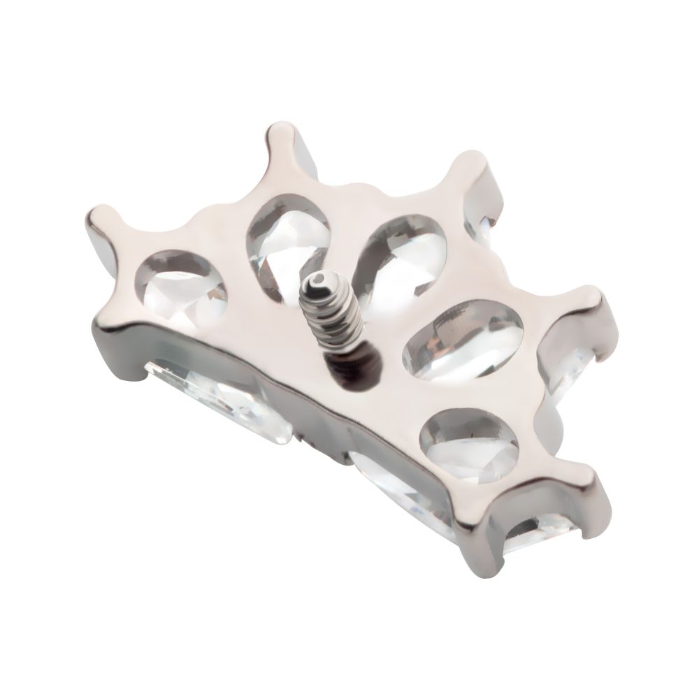 Titanium Internally Threaded with Prong Set Diamond Shape CZ Kite Shape Top