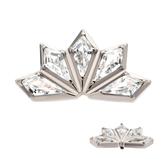 Titanium Internally Threaded with Diamond Shape CZ 5-Cluster Kite Shape Top