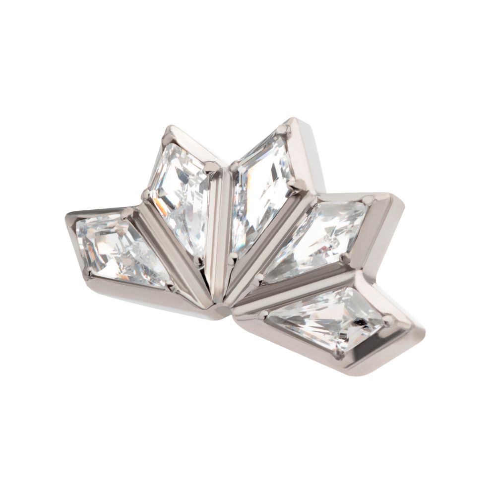 Titanium Internally Threaded with Diamond Shape CZ 5-Cluster Kite Shape Top