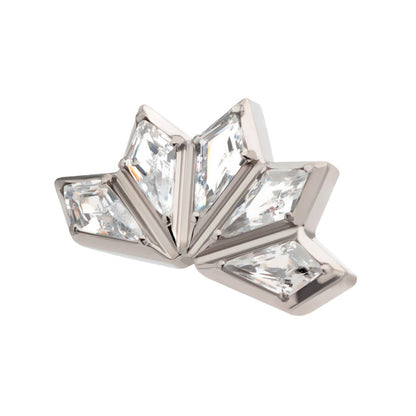 Titanium Internally Threaded with Diamond Shape CZ 5-Cluster Kite Shape Top