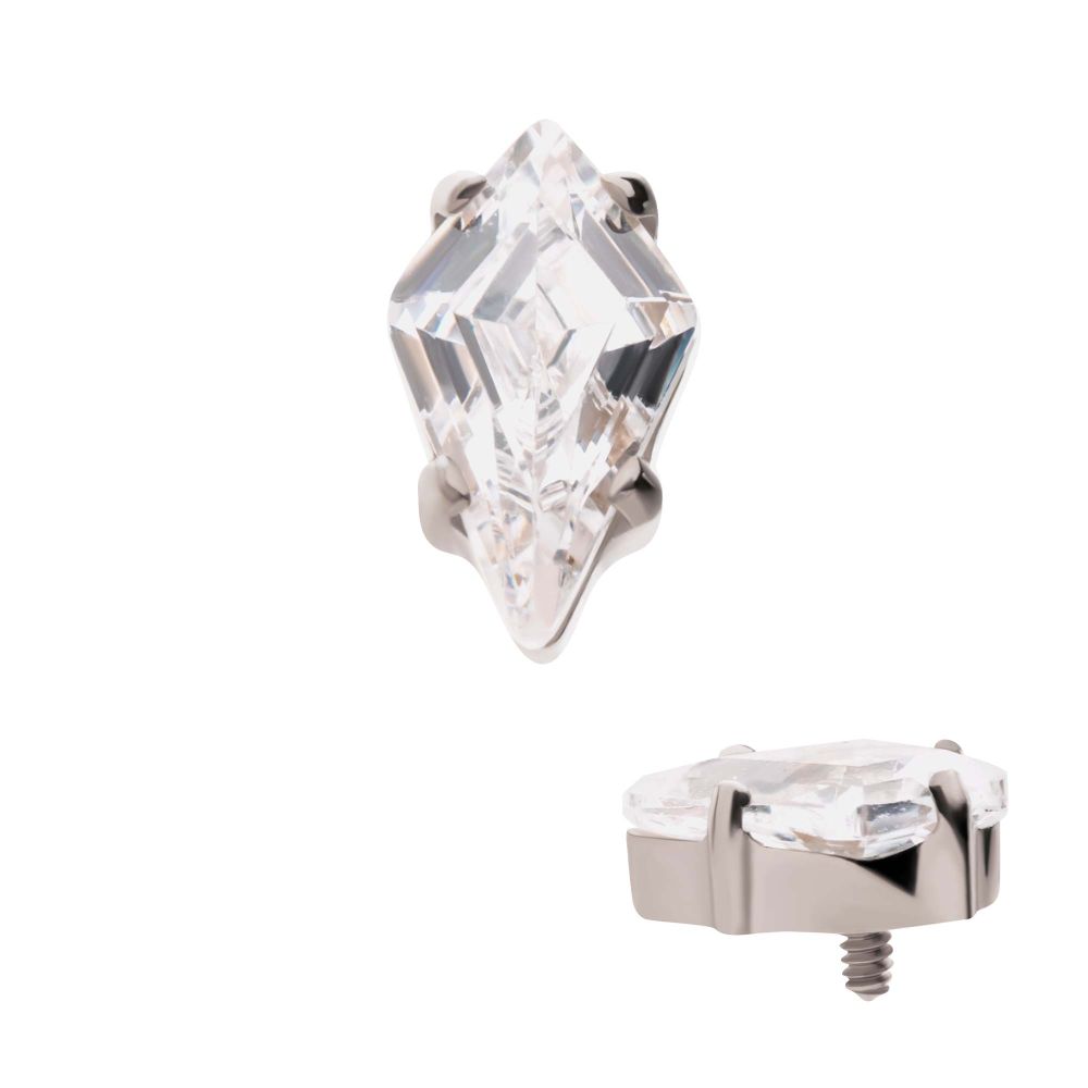Titanium Internally Threaded Prong Set Kite Shaped CZ Top