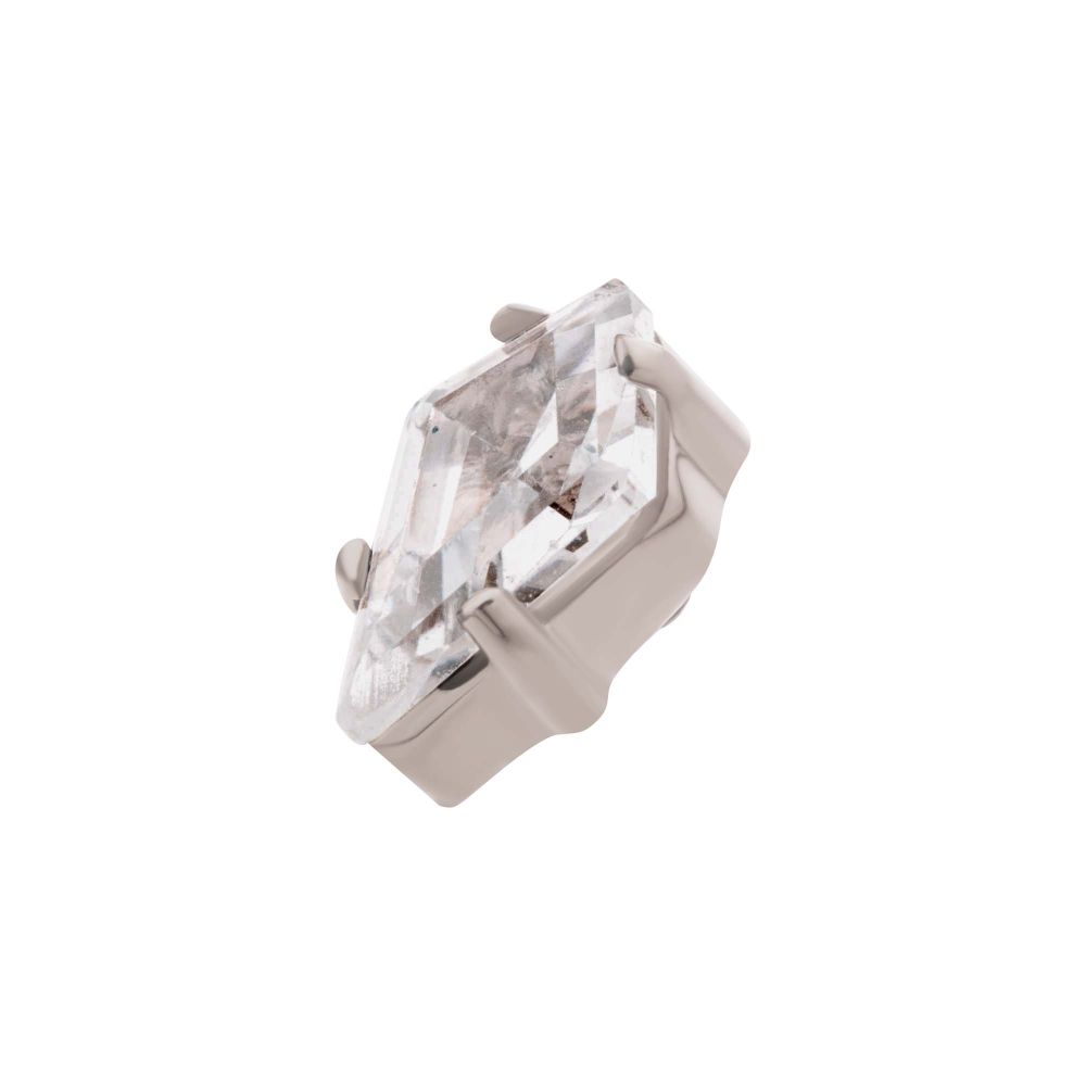 Titanium Internally Threaded Prong Set Kite Shaped CZ Top