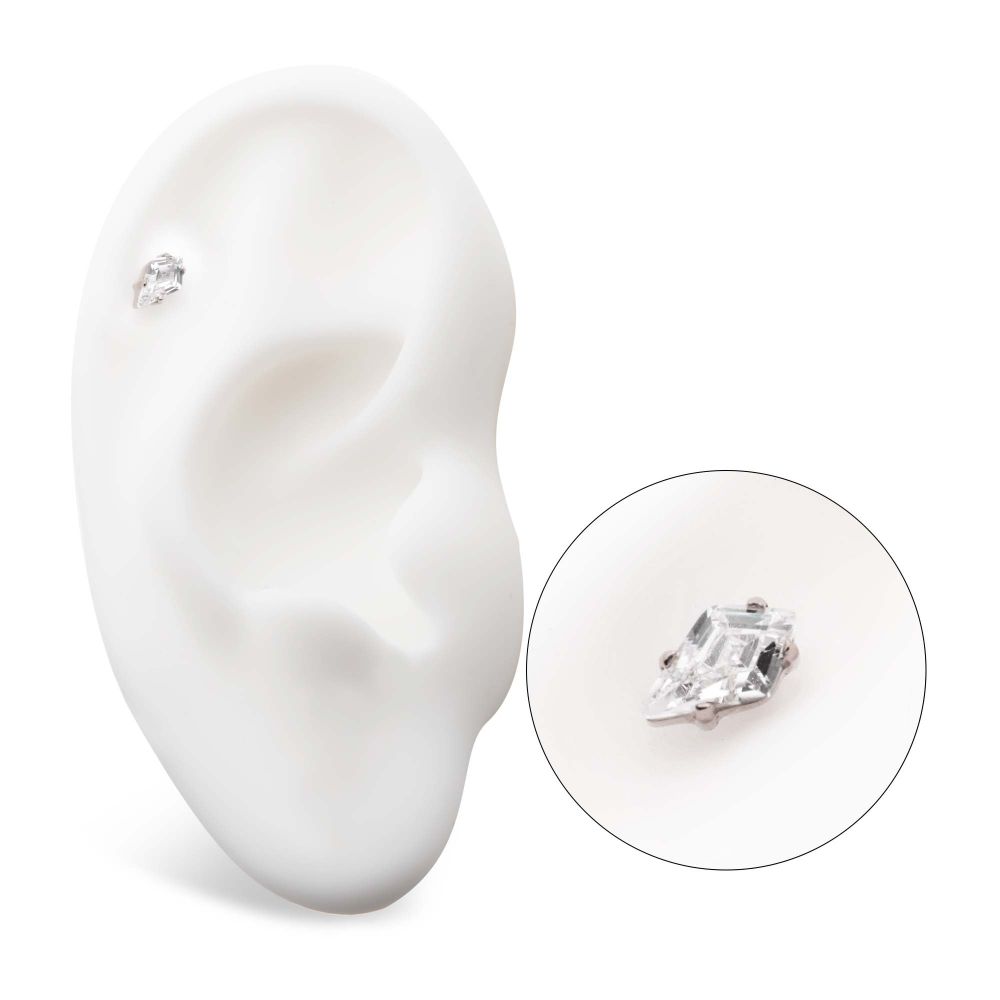 Titanium Internally Threaded Prong Set Kite Shaped CZ Top