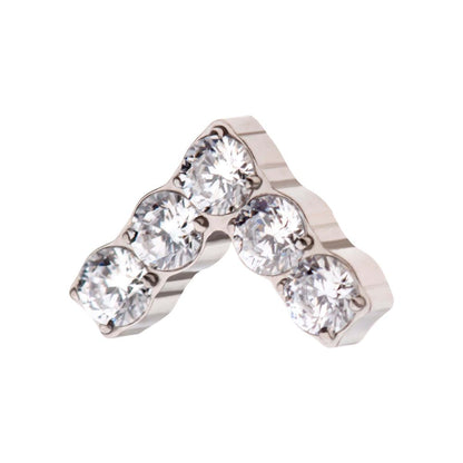 Titanium Internally Threaded with Prong Set Round Clear CZ Chevron Shape Top