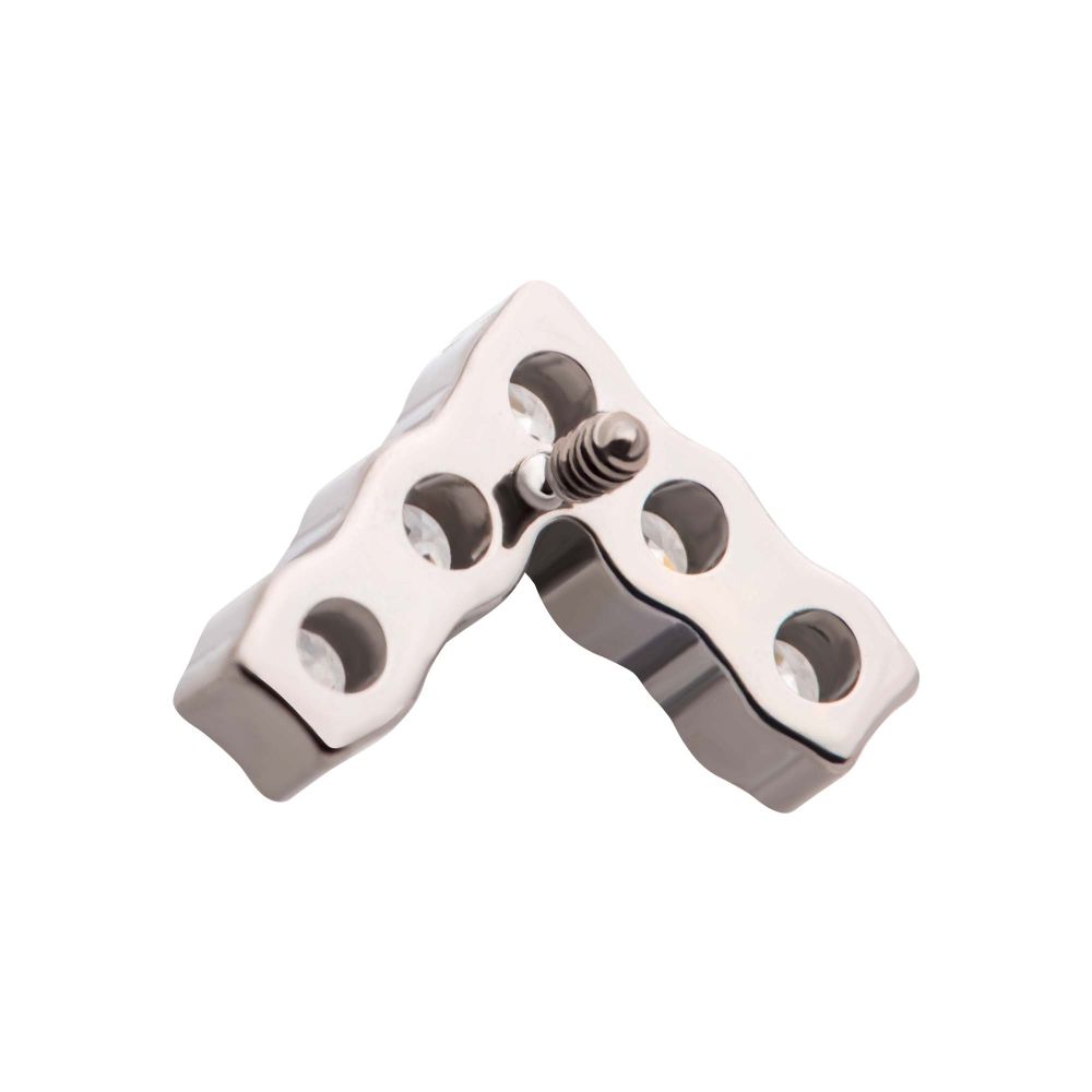 Titanium Internally Threaded with Prong Set Round Clear CZ Chevron Shape Top