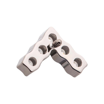 Titanium Internally Threaded with Prong Set Round Clear CZ Chevron Shape Top