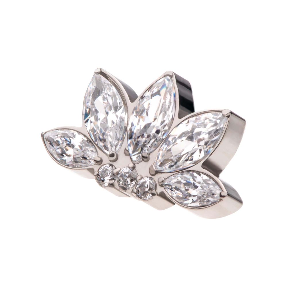 Titanium Internally Threaded 5-Cluster Marquise Opalite/CZ with Round Clear CZ Fan Shape Top