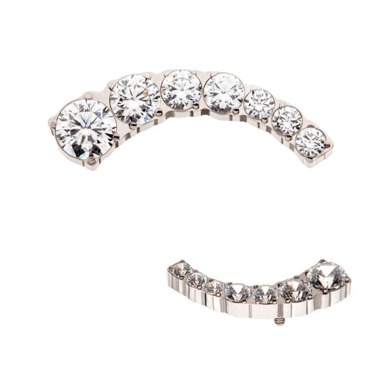 Titanium Internally Threaded with Prong Set Round Clear CZ 7-Cluster Top