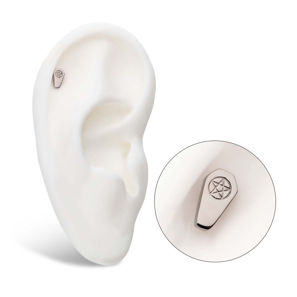 Titanium Internally Threaded Coffin with Engraved Pentagram Top