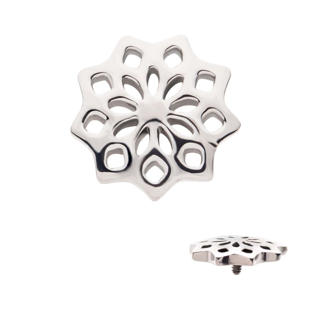 Titanium Internally Threaded Mandala Flower Top