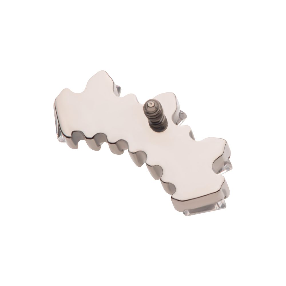 Titanium Internally Threaded Prong Set Baguette CZ 7-Cluster Fan Shape Top