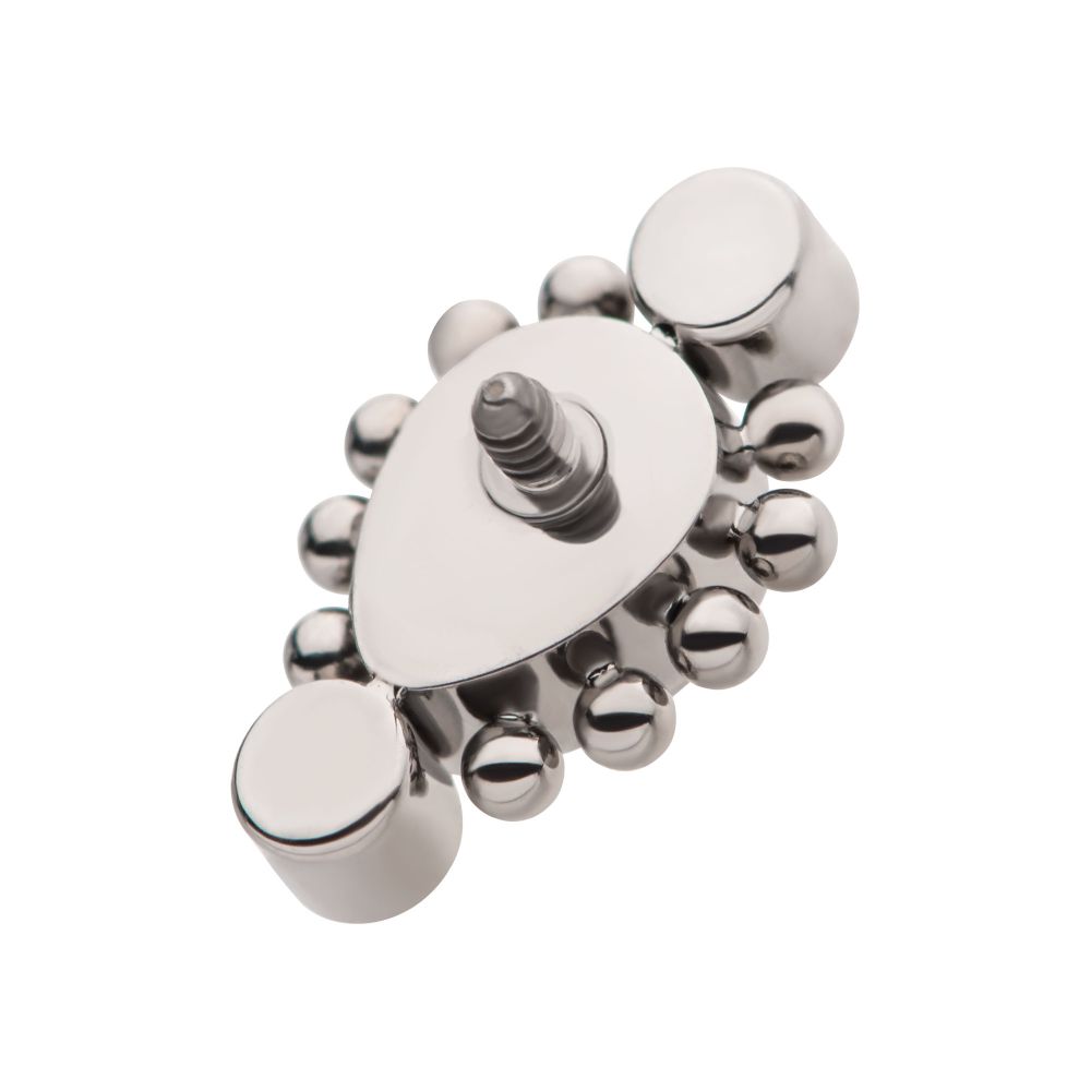 Titanium Internally Threaded with Bezel Set Round CZ & Beads Around Teardrop CZ Top