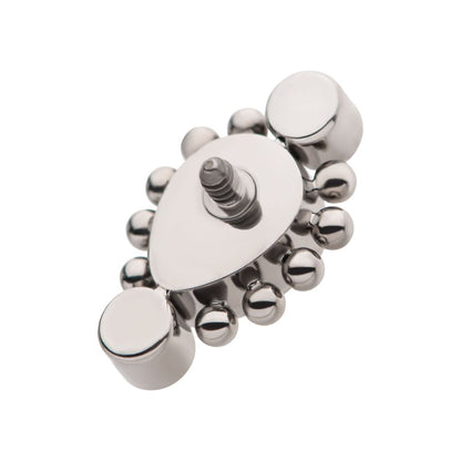 Titanium Internally Threaded with Bezel Set Round CZ & Beads Around Teardrop CZ Top