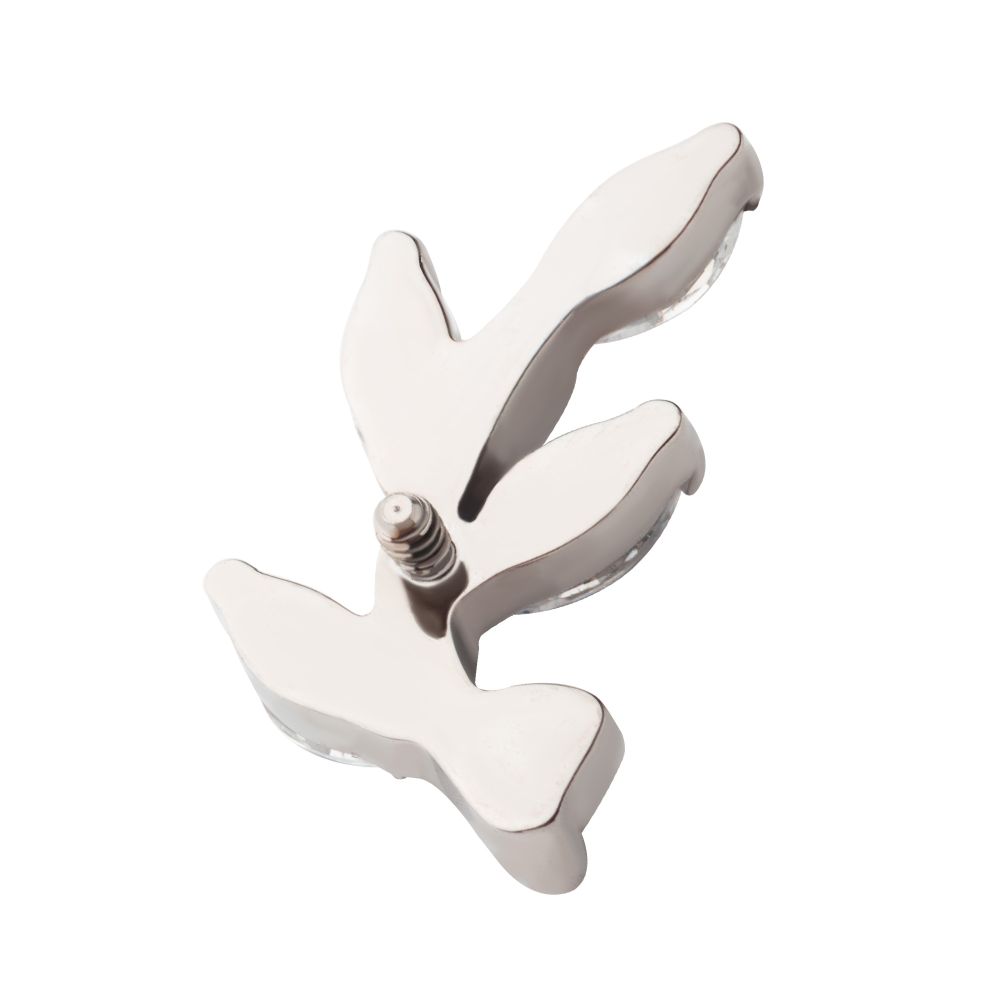 Titanium Internally Threaded Prong Set Marquise CZ Leaf Top