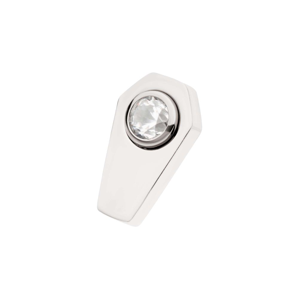 Titanium Internally Threaded Coffin Top with Bezel Set Round CZ